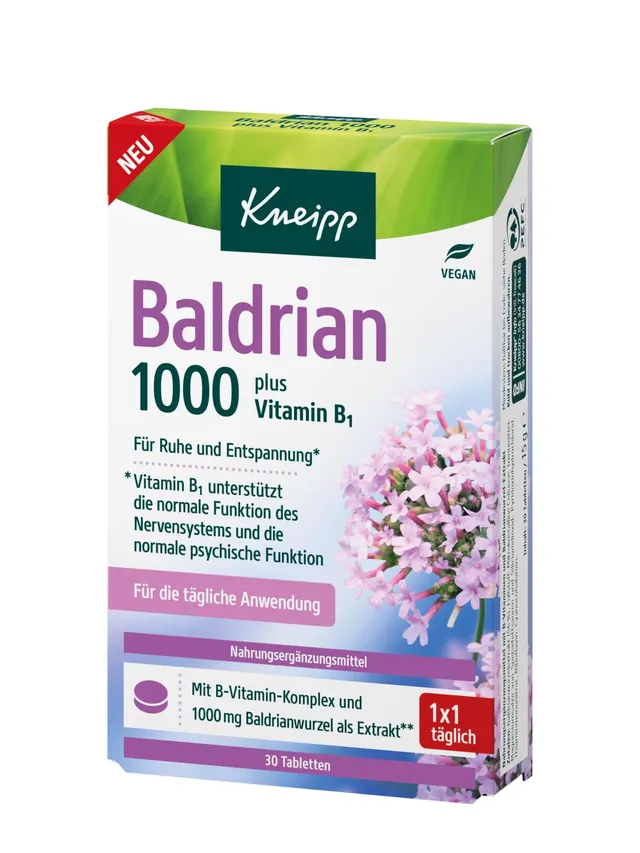kneipp-baldrian-1-000-mg-tabletten-30-st-ck-nahrungserg-nzung-mit-b-vitaminen-be image 1