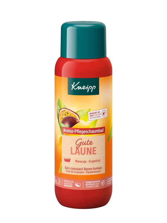 kneipp-aroma-pflegeschaumbad-gute-laune-400-ml-mit-maracuja-grapefruit image 1