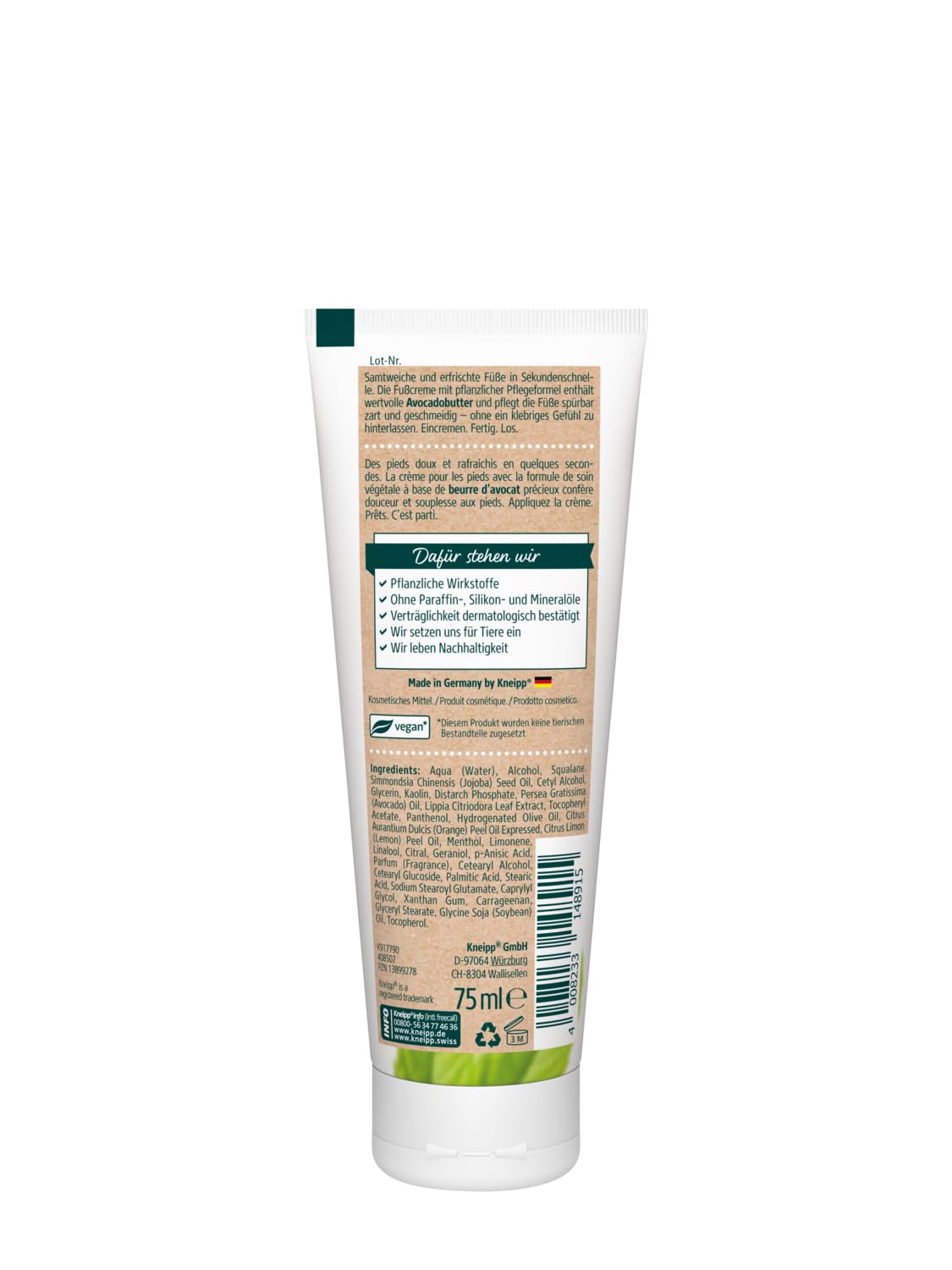 kneipp-sekunden-fu-creme-75-ml-schnell-einziehende-pflege-mit-avocadobutter image 2