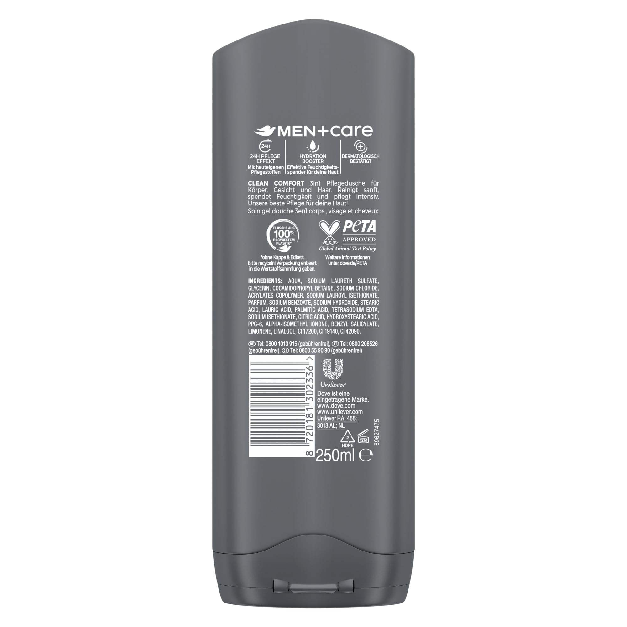 dove-men-care-3-in-1-pflegedusche-clean-comfort-6-x-250-ml-duschgel-f-r-k-rper-g image 2