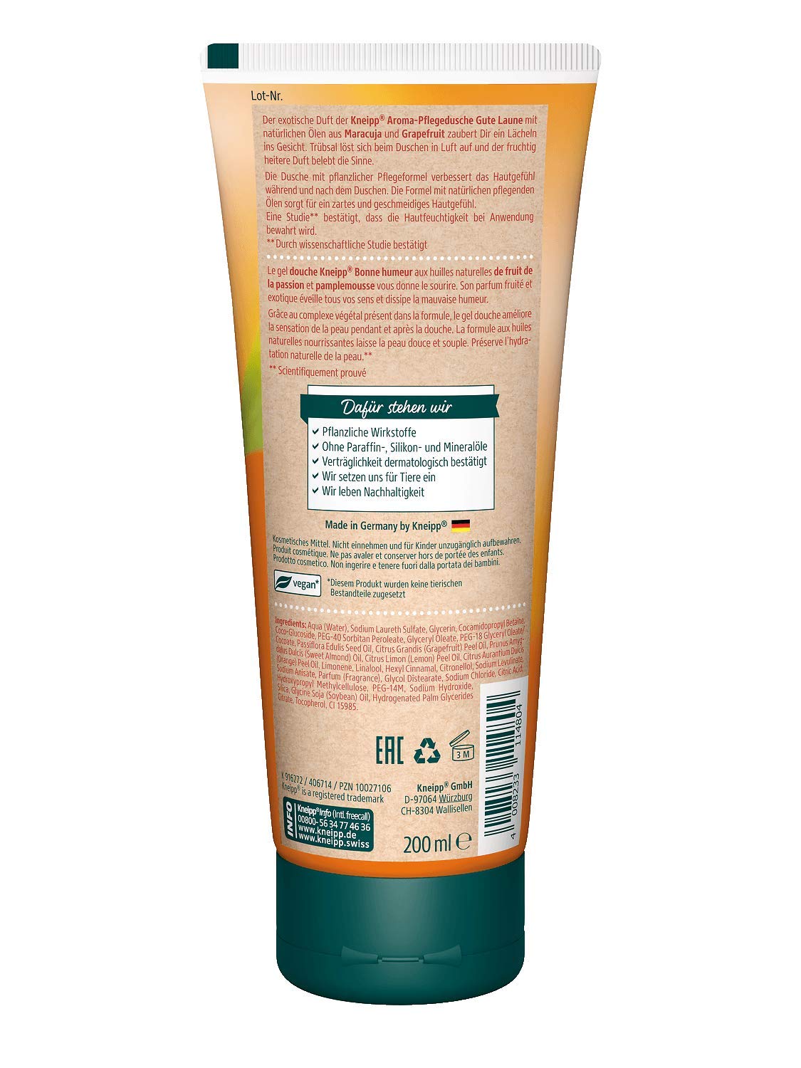 kneipp-aroma-pflegedusche-gute-laune-200-ml-duschgel-mit-maracuja-grapefruit image 3