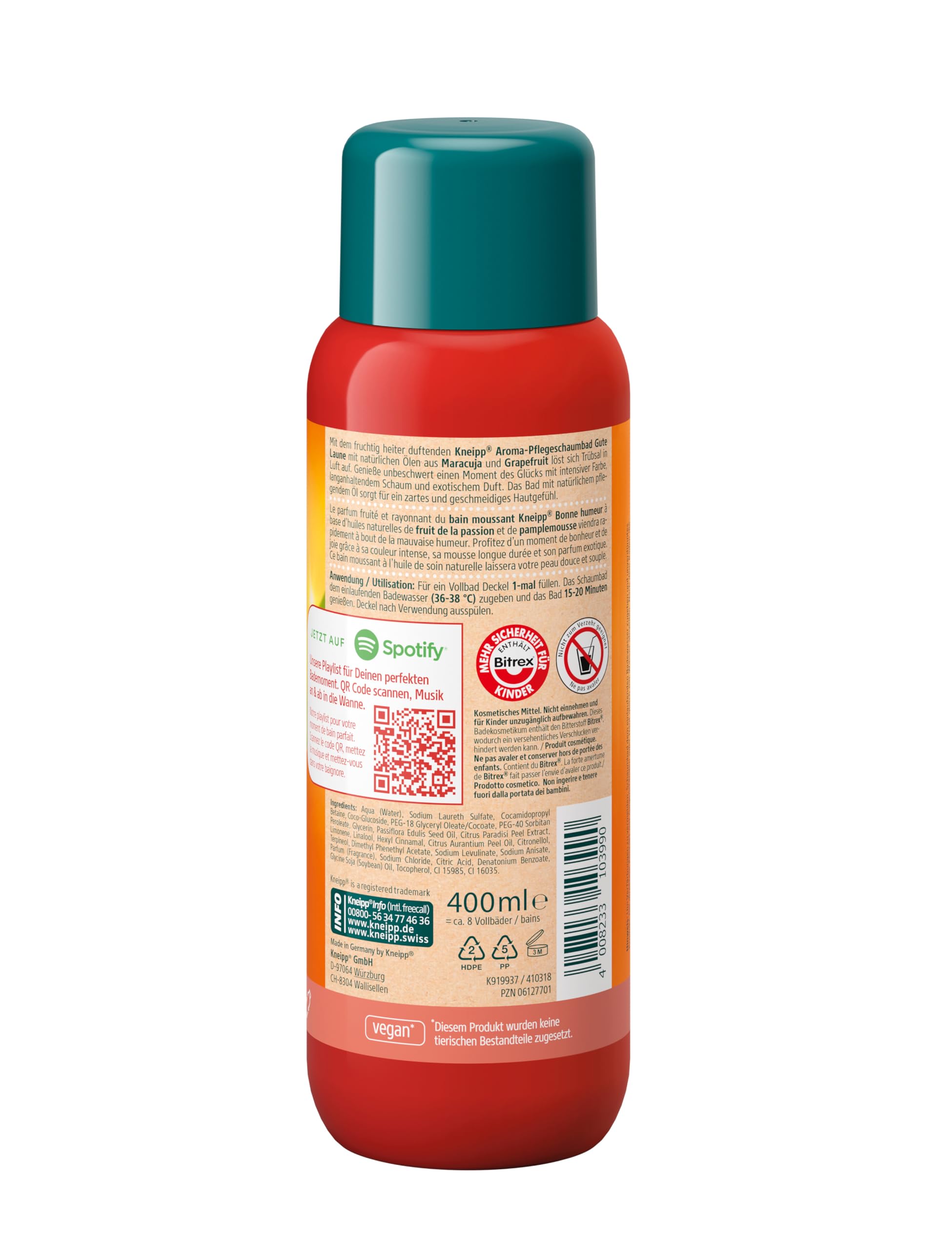 kneipp-aroma-pflegeschaumbad-gute-laune-400-ml-mit-maracuja-grapefruit image 2