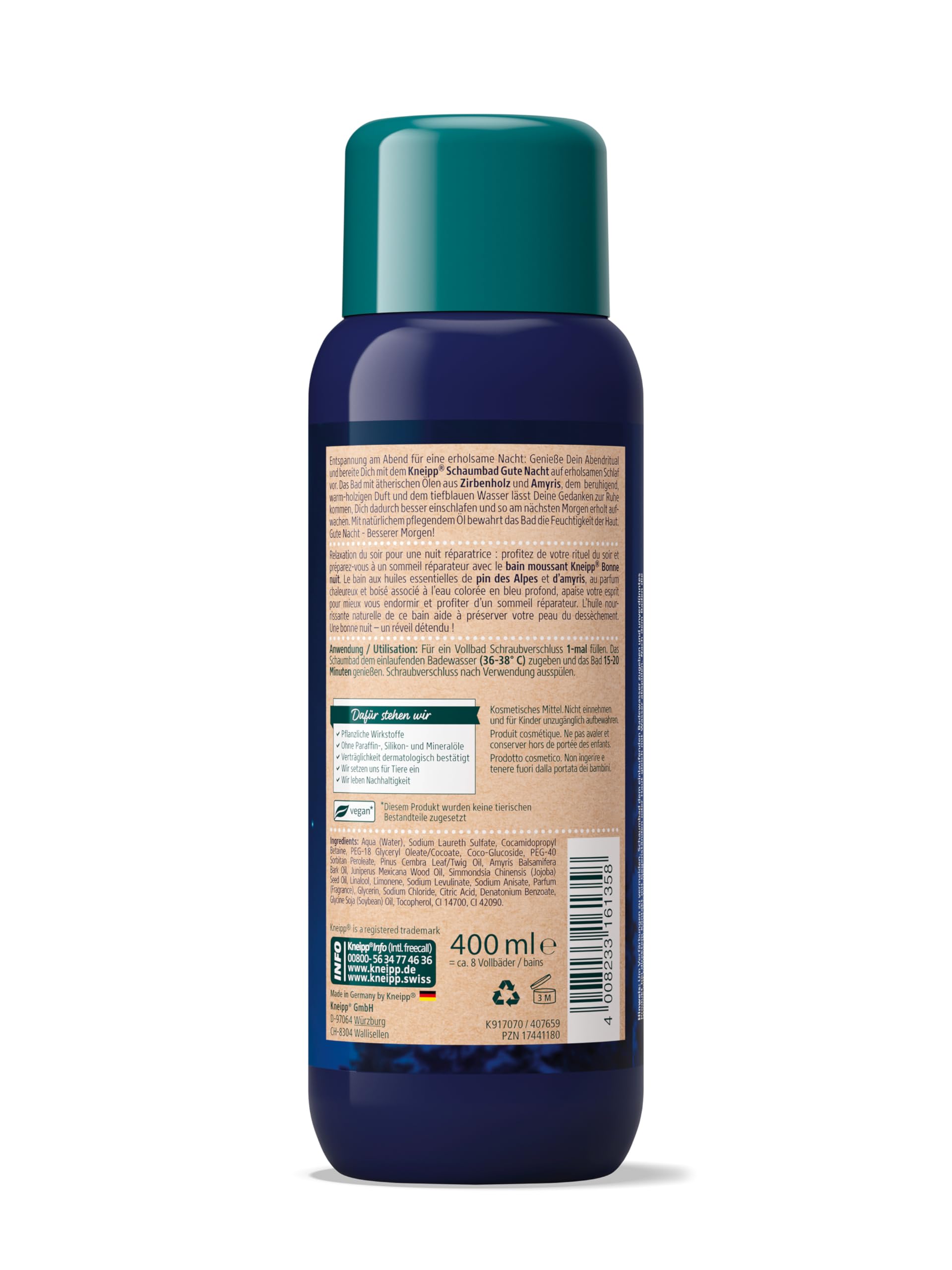 kneipp-aroma-pflegeschaumbad-gute-nacht-mit-zirbenholz-amyris-400-ml image 2