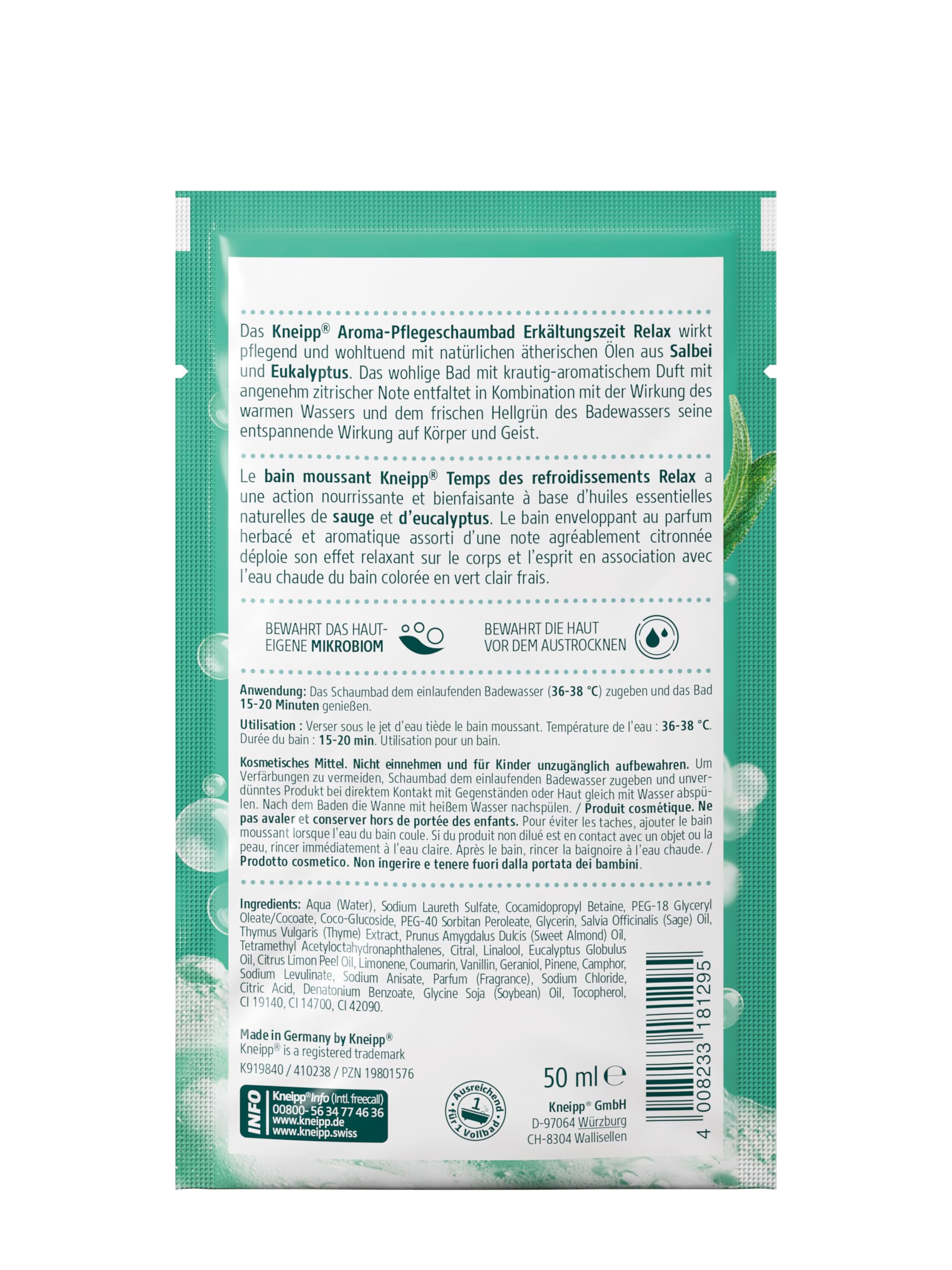 kneipp-aroma-pflegeschaumbad-erk-ltungszeit-relax-salbei-eukalyptus-15-x-50-ml image 3