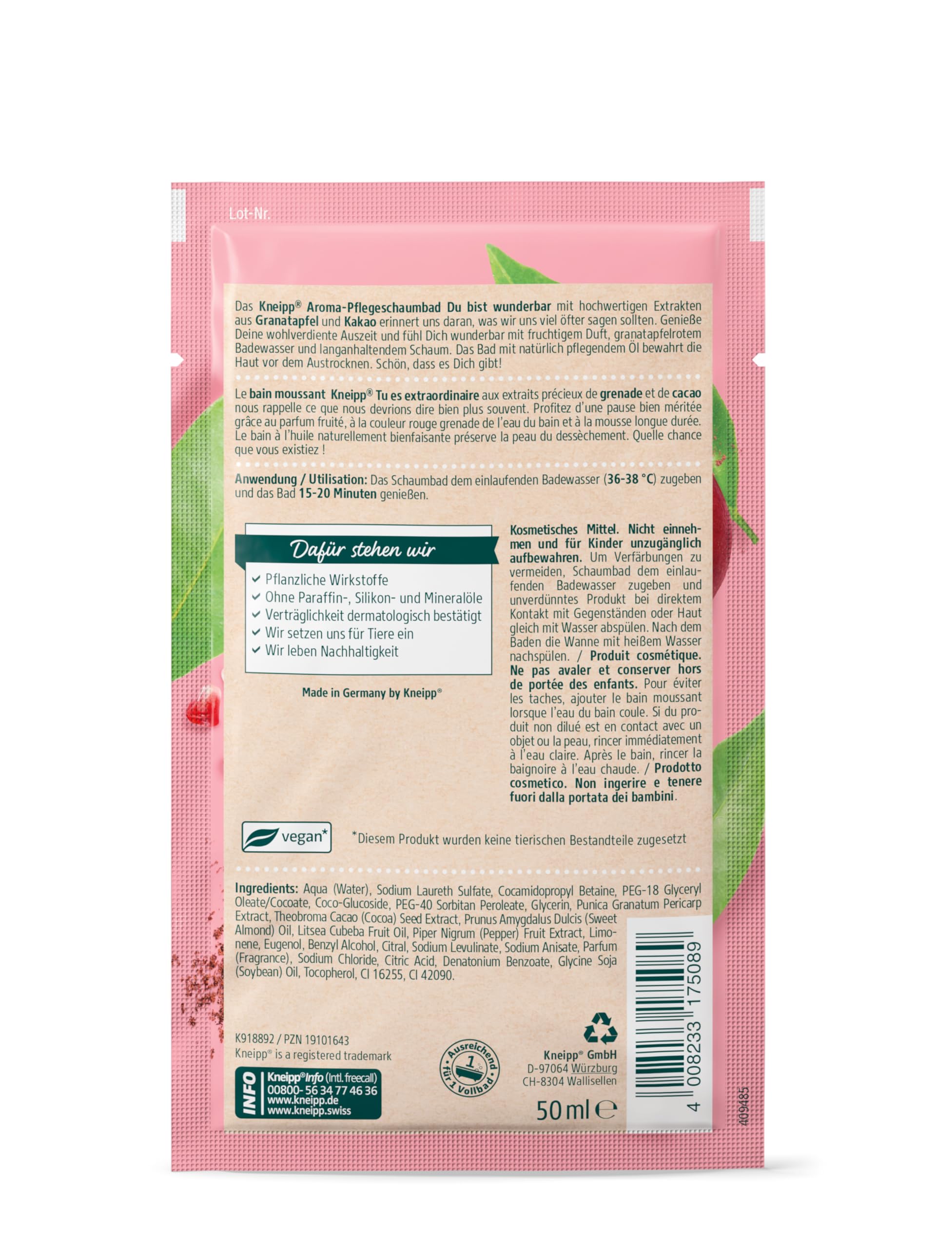 kneipp-aroma-pflegeschaumbad-du-bist-wunderbar-50-ml-badezusatz-mit-granatapfel- image 2