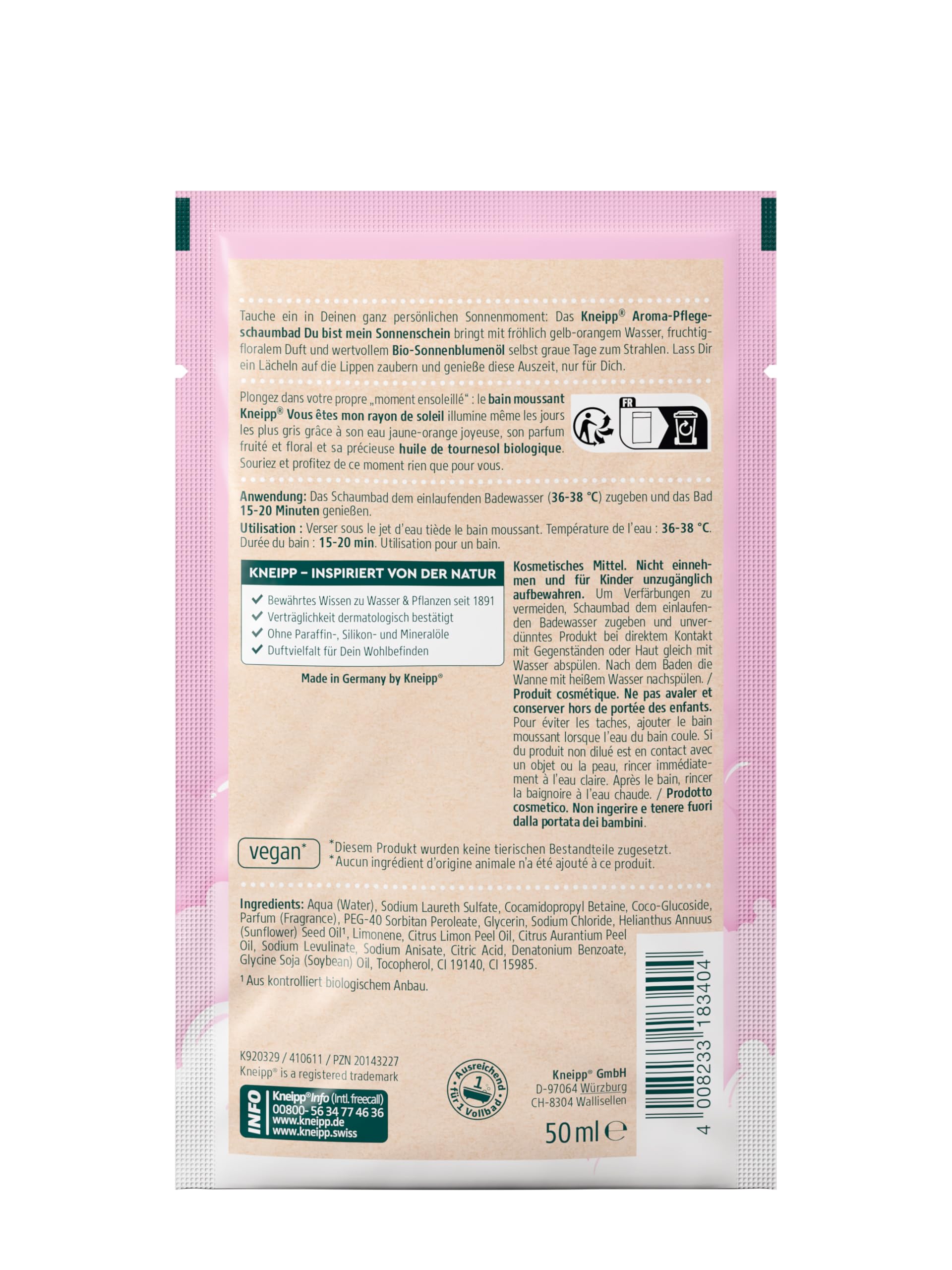 kneipp-aroma-pflegeschaumbad-du-bist-mein-sonnenschein-15-x-50-ml-multipack image 3